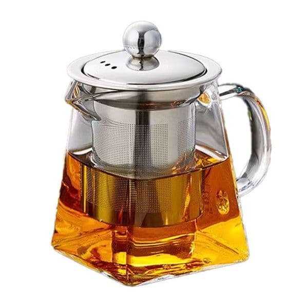 Glass Teapot with Infuser - 350ml/11.8oz or 550ml/18.6oz Borosilicate Tea Pot with Stainless Steel Strainer