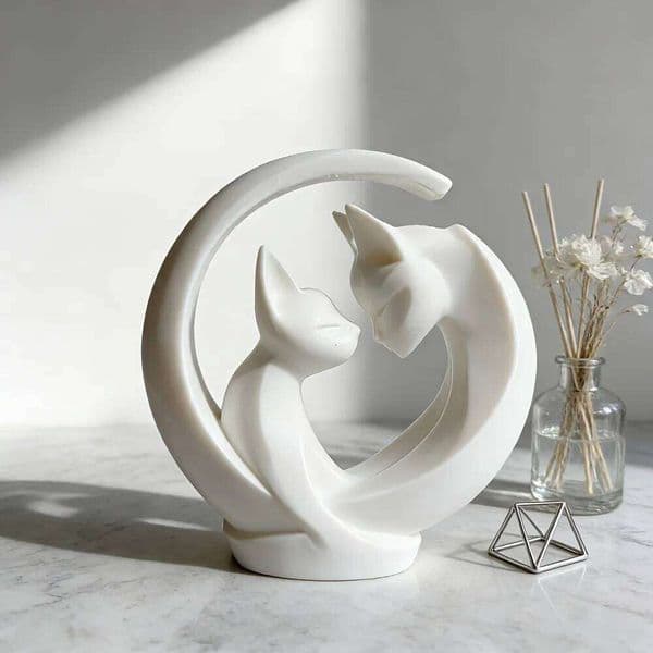 Couple Interactive Statues, Newly Used Hugging Cats, Mother Child Sculptures, Gifts for Cat Lovers, Desktop Decorations 26H0131