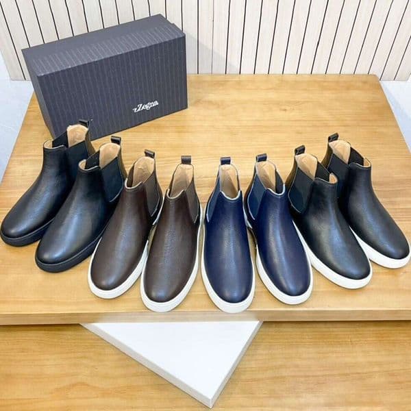Luxury zegnasneakers Triple stitch high top sneaker Designer Run shoe for man ankle boot Suede cowhide leather Casual shoe 10A golf zegnamen trainer dress flat shoes