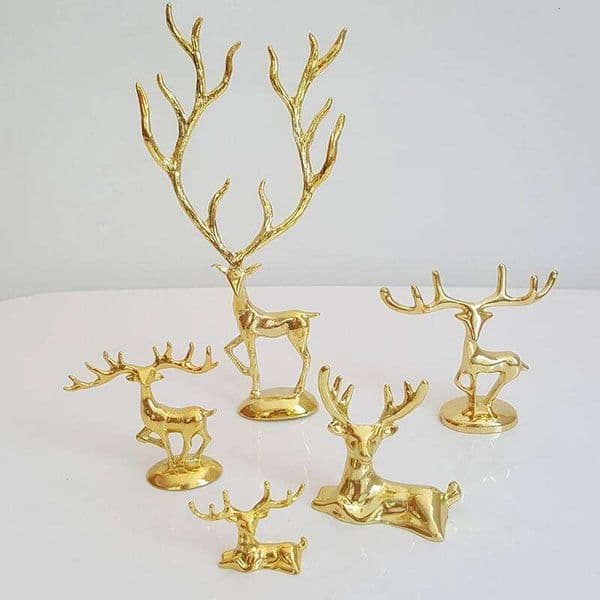 1 Piece Elk Statue Art Scandinavian Christmas Reindeer Home Crafts Vintage Gold Table Decoration Holiday Gift 26H0131