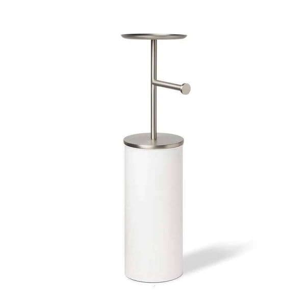 Portaloo Toilet Paper Stand and Reserve, White Nickel 26W0131