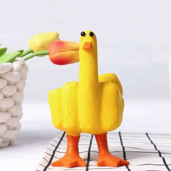 Middle Finger Desktop Mini Resin Crafts You Simulation Duck Ornament Garden Patio Decoration 26H0131