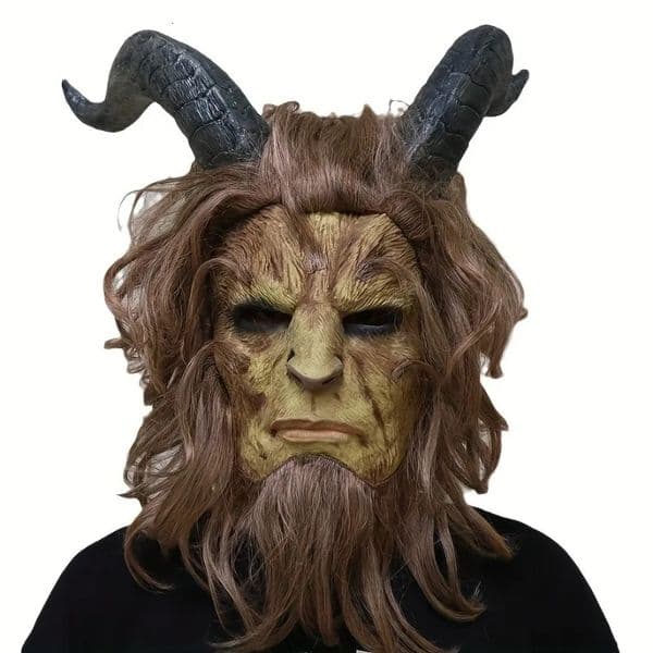 Mask Menacing Goat Headed Beast Headgear Realistic Halloween Cosplay for Parties Graduations Themed Events Long Blonde Wig 260128