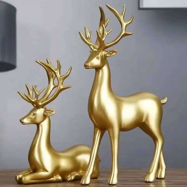 Creative Desktop Ornament Sitting/Standing Position Modern Reindeer Sculpture Cute Durable Christmas Deer Statue 26H0131