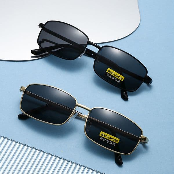 HD Polarized Versatile Travel Men's Driving UV Protection Special Glasses Square Anti-Glare Metal Sunglasses