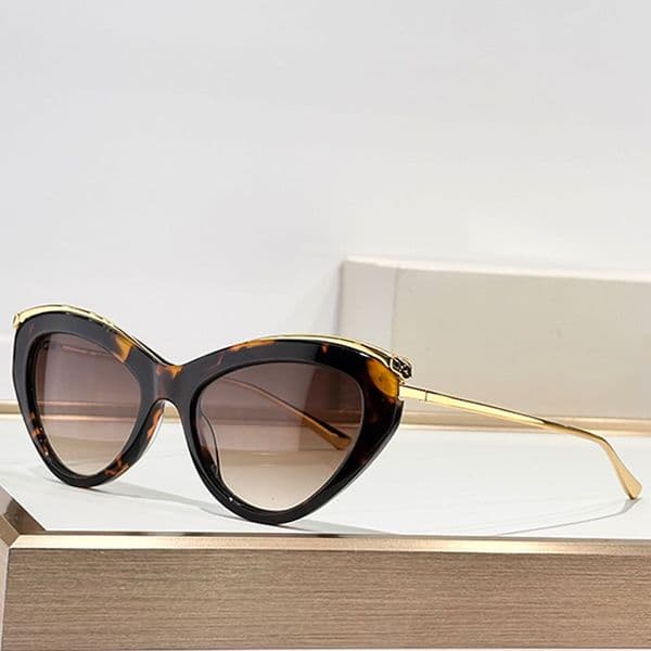 Fashion ladies Y2K style Panthere de Sunglasses Oval cat eye sunglasses for womans CT0596 Fashionable tortoiseshell acetate frame Brown gradient lens