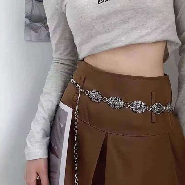 Boho Vintage Metal Carving Waist Chain For Women Ethnic Style Retro Versatile Belly Body Chains Dress Sweater Waistband Jewelry H260228