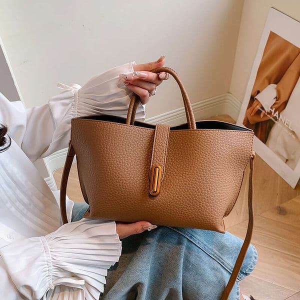 Cross-border tote bag, large-capacity women's handbag, new versatile commuter with a high-end feel, basket-style crossbody bag