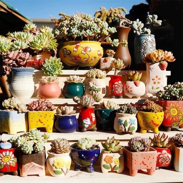 Yard Decor landscape Ceramic Flower Pot Succulent Cactus Planter Garden S Outdoor Home Decoration Windowsill Garden Ornament