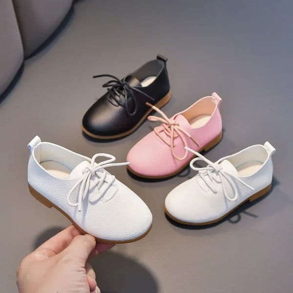 Kids Flat Shoes Solid Color Matte PU British Style Children Leather Shoes Non-slip 2025 Fashion Boys Girls Chic Shoes Soft 260228BJ