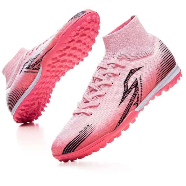 Premium soccer shoes,high-top,unisex style,breathable anti-slip,ultra-durable,TF and FG types,multiple colors available