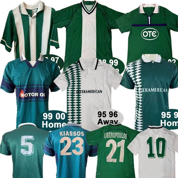 Panathinaikos Retro Soccer Jerseys 1995 1996 KIASSOS GIANNIS GOUMAS SPYROS MARANGOS GEORGIOS DONIS Football Shirts