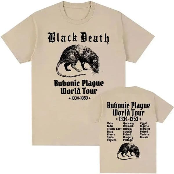 Bubonic World Tour Tshirts Men Women Casual Funny Meme Gothic T Shirt Fashion Vintage Oversized Cotton Short Sleeve T-shirt 260228