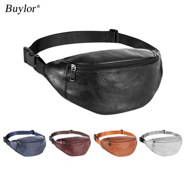 Buylor Fanny Pack Womens Belt Bag PU Leather Waist Bag Hip Bum Bag Men Waterproof Chest Bag Outdoors Waist Pack 260227