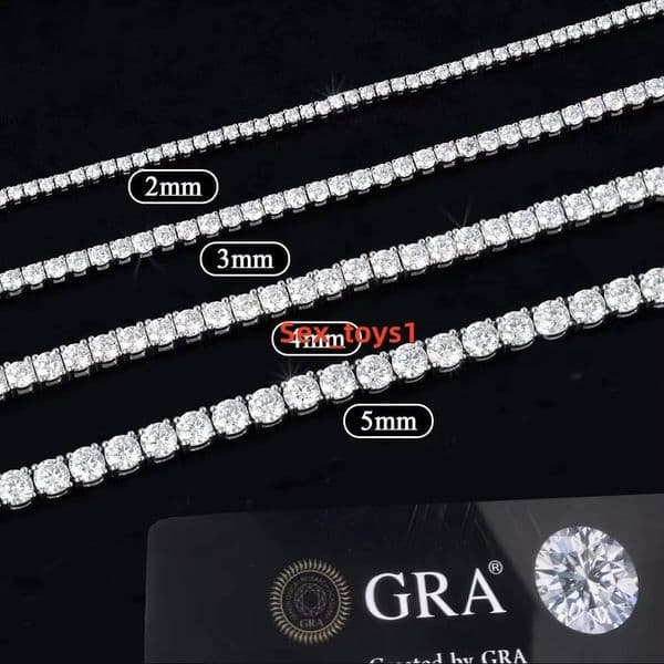 BMON01 Wholesale D Color VVS Moissanite Tennis Necklace Chain Iced Out 2MM 3MM 4MM 925 Silver Tennis Necklace Fine Jewelry