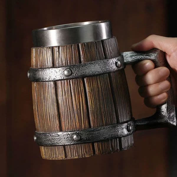 Wooden Barrel ned Insulated Tumbler 20oz Stainless Steel Travel Mug for Beer Coffee Cold Beverages 260228