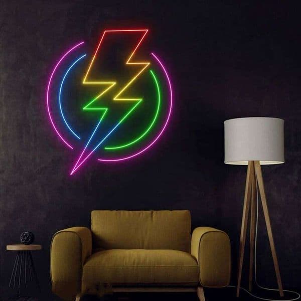 Colorful Thunder LED Neon Lightning Wall Art Decor Indoor Business Sign - Customizable Lighting 26H0302