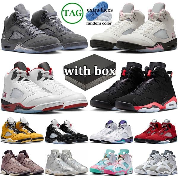 wiht box wolf grey 5s 2026 basketball shoes 5 6 designer men women 6s infrared salesman sneakers black metallic fire red pink mens womens outdoor sports trainers
