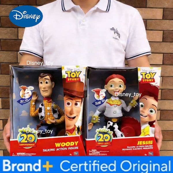Disney Pixar Toy Story 20th Anniversary Woody Jessie Sheriff Cowboy Talking Articulated Action Figures Desktop Decor Collectible Model H260302