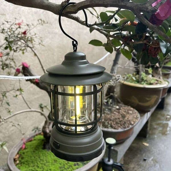 1PC Rechargeable Outdoor Retro Portable Camping Tent/Table Lamp Hanging Lights Garden DecorationWithout Battery C260302