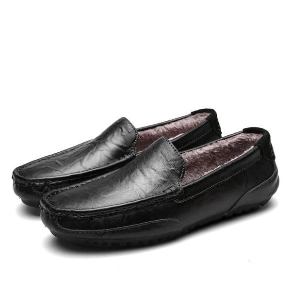 Mens Shoes Winter Fashion Leather Casual Shoes High Quality Warm Plush Loafers Slip On Driving Shoes Mocassins Male Footwear 260228