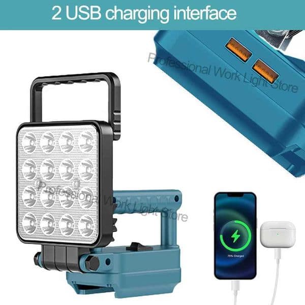 Led Light For Makita Battery 4In Portable Spotlight 2 USB Cordless Outdoor Work Fishing Handheld Emergency Tool Light No Battery X260302