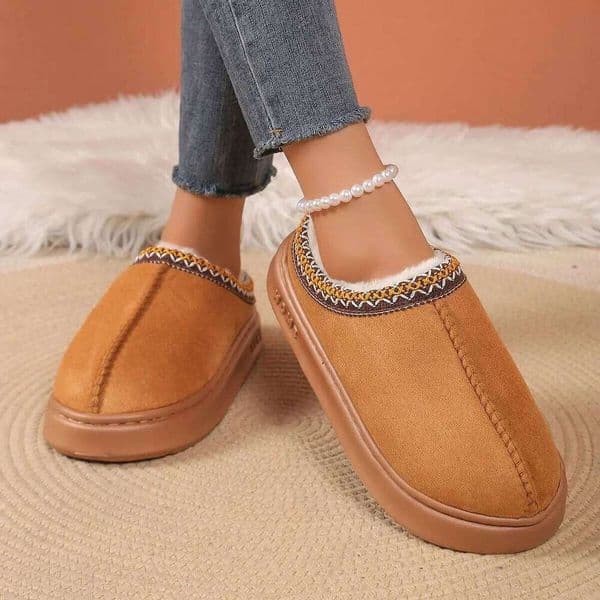 Platform Ankle Boots Female Bowknot Designer Winter Snow Booties Indoor Fluffy Slippers Women House Flats Fashion Footwear Warm