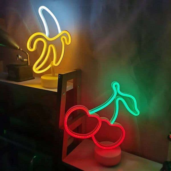 Cherry Banana LED Neon Signs Lamp For Home Party Room Birthday Kids' Bedroom Fruit Store Markets Wall Art Decor 26H0302