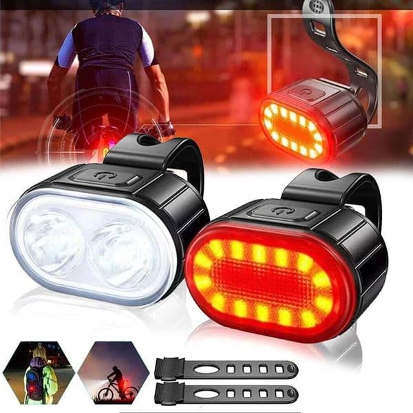 Cycling Front Rear Set Bike Rechargeable Headlight Light MTB Waterproof Taillight LED Lantern Bicycle Accessories C260302