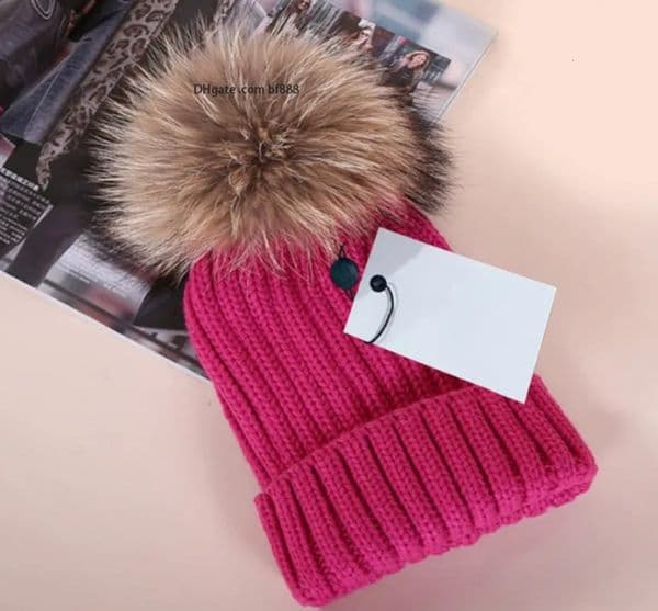 Baby Mutze Kids Designer Hat Real Ball Winter Cap Kid Boy Girl Warm baby cap Big Pom Poms Hats Fur Pompoms Brand Letter Children Caps Hat Kid