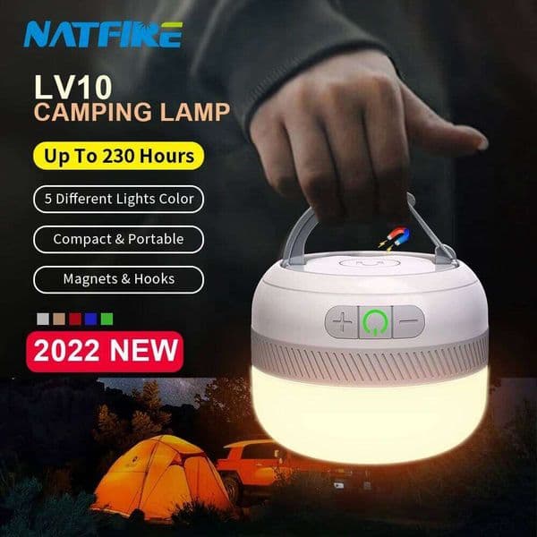 LV10 Outdoor LED Flashlight 230 Hours Rechargeable Camping Lantern with Magnet Lighting Fixture Portable Emergency Light C260302