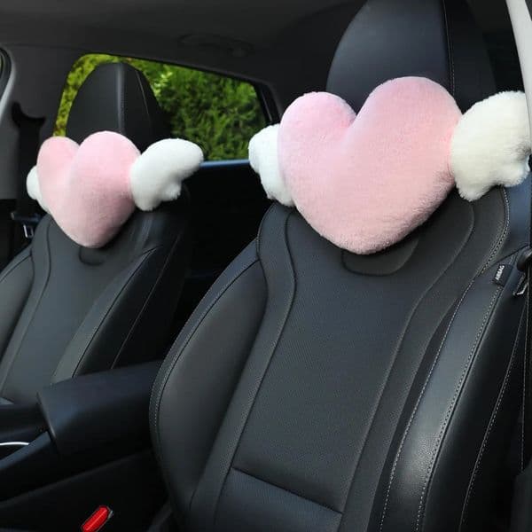 2 Pack Love Shaped Cute Car rest low with Angel Wings - Cfortable Soft Rest Cushion Car Accessories 260228 K260317