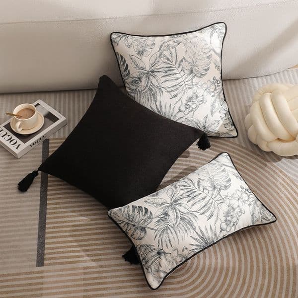 Designer Throw Pillow Covers French Retro Style With Fringe Trim Botanical Pattern Decorative Cushion For Home And Hotel Babypets