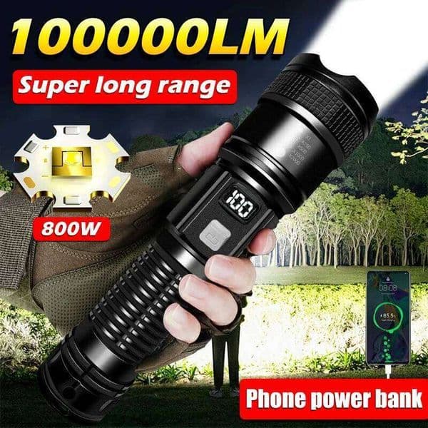100000 Lumens Super Bright Long Range LED Tactical Outdoor Waterproof Flashlight Camping Lantern Torch Z260301