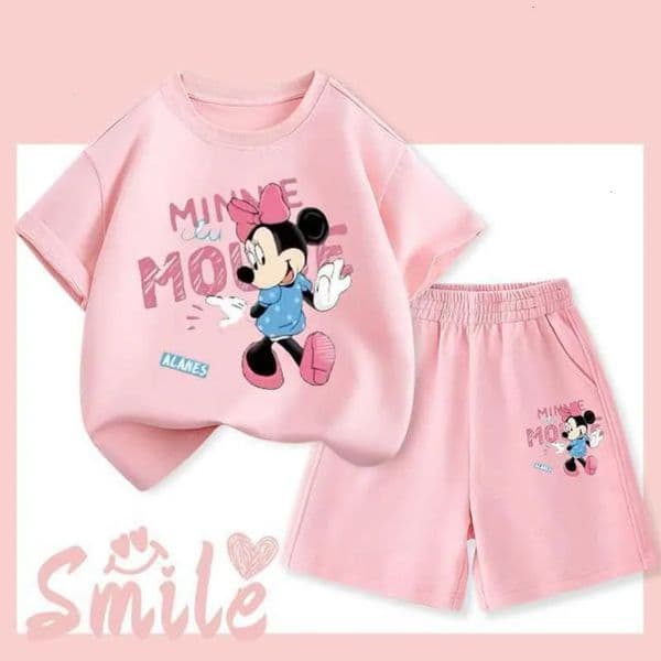Designer 2026 Girls' Minnie Short-Sleeved Two-Piece Summer New Style Chic And Fashionable Casual Multi-Complimenting Cute Best-Selling Set baby H251119 F