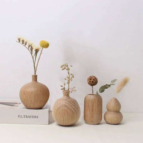 Japanese Wooden for Flower Home Decor Decorative Vase Living Room Decoration Office Desktop Flowers Bottle Ornament 26Y0302