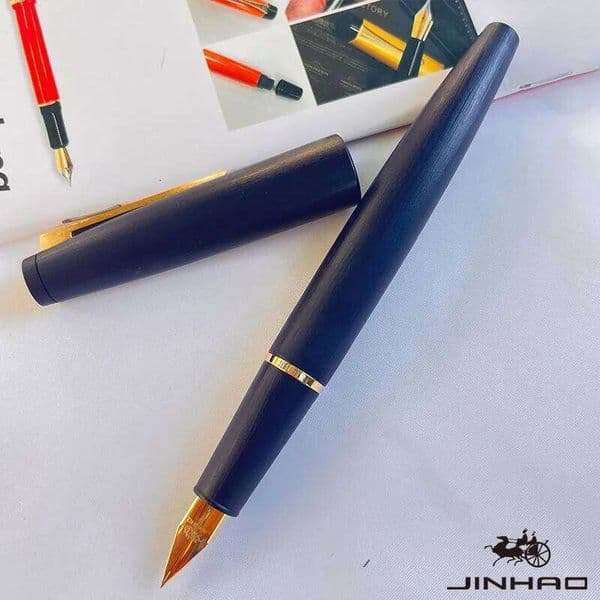 1 PCS JINHAO 80 Carbon Fiber Series Iridium Fine Nib Gold Clip Writing Fountain Pen with Ink Converter 26Y0302