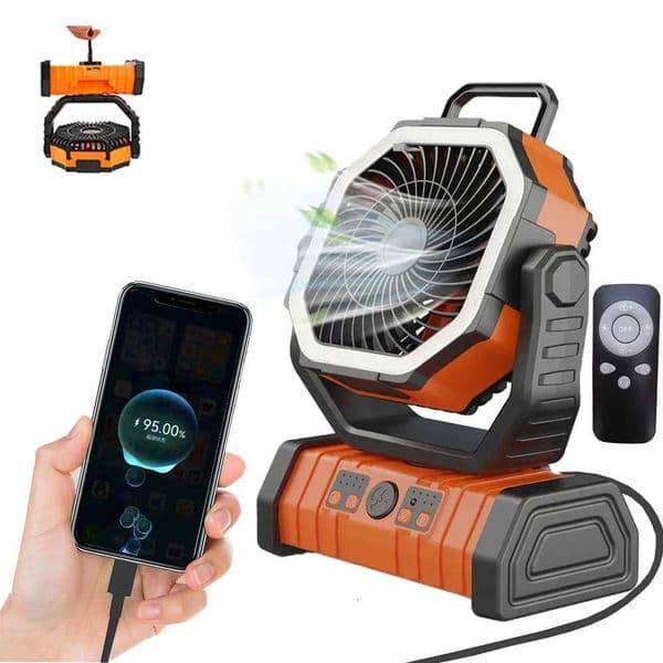 20000mAh Portable Electric LED Fan Light Outdoor camping with hook USB charging desk fan for Hiking Fishing Picnic Emergency X260302