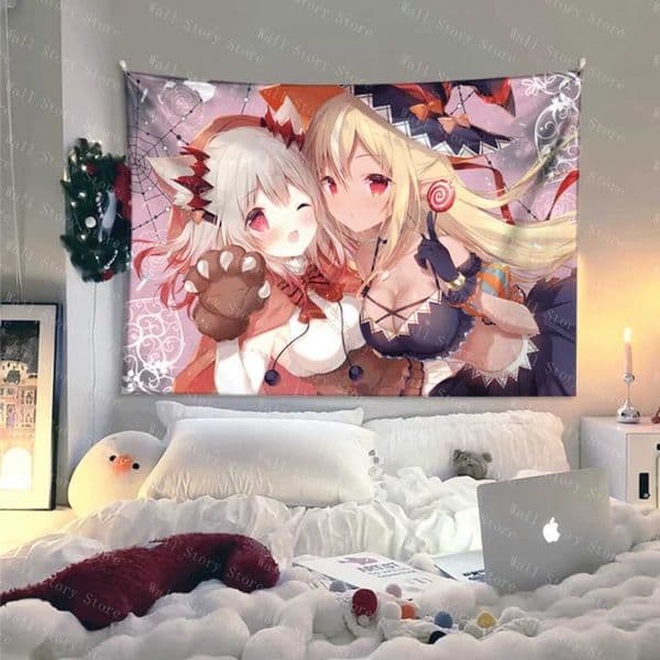 Cute background illustrations of a girl on Instagram decoration tapestries bedroom Tapestry bedside tapestries Bedside Tapestry S260228