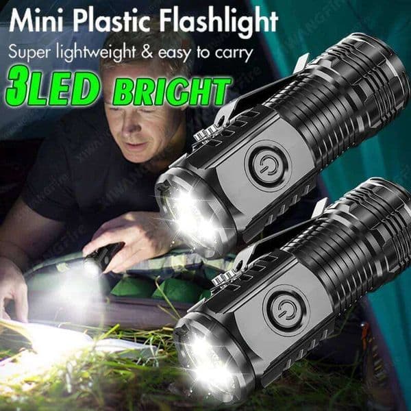 Pocket 3 LED Portable Flashlight Super Bright Torch Waterproof Mini Light with Cap Clip for Outdoor Hiking Camping Working Lamp Z260301
