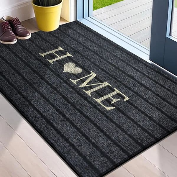 1pc flocking solid color seven stripe foot mat door entrance shower room absorbent small carpet gentle machine wash 260228