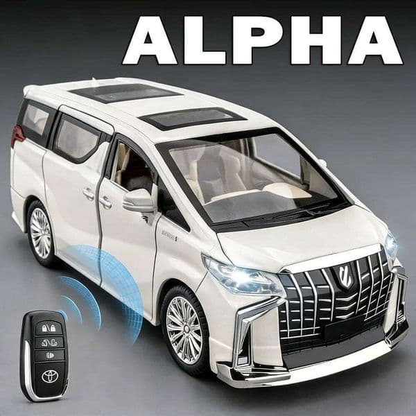 1:24 Alpha VS680 Diecast Model Alloy Toys Car Automatic Door Sound Light Pull Back Wheel Suspension Vehice Precious Gift for Kid 26Y0302