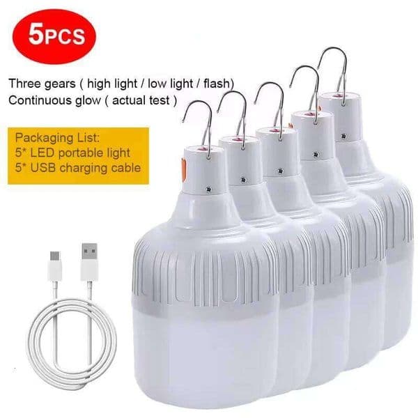 Camping USB Rechargeable LED Lamp Outdoor Bulbs Emergency Light Hook Up Fishing Portable Lantern Night Lights C260302