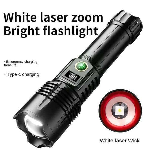 Super Bright LED Flashlight Rechargeable Zoom Long Range Aluminum Alloy Torch with Digital Power Display for Outdoor Camping Z260301