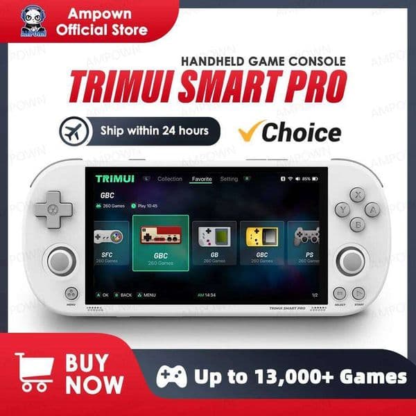 Trimui Smart Pro Handheld Console 4.96''IPS Screen Linux System Joystick RGB Lighting Smartpro Retro Video Game Player Gift 26W0303