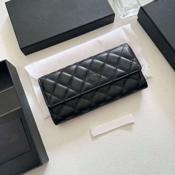 Caviar Leather Designer Wallet Original Quality Women Wallet Credit Card Wallet ID Case Coin Purse Zipper Pocket Card Holder Wallet Sheepskin Fashion Women Handbag