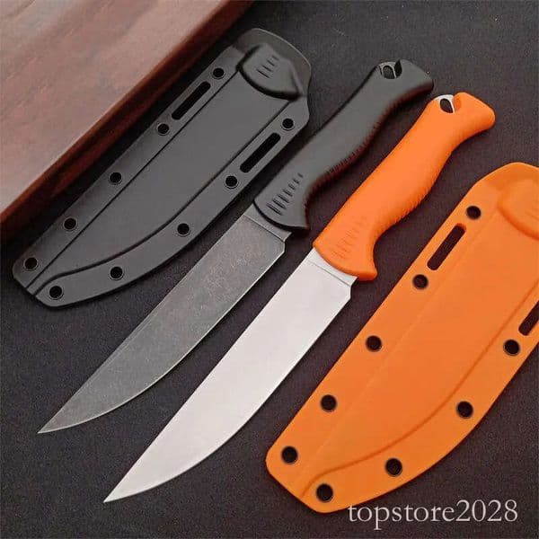 High Quality 15500 Survival Straight Knife CPM-154 Black Stone Wash/ Satin Drop Point Blade Full Tang Nylon Plus Glass Fiber Handle Fixed Knives