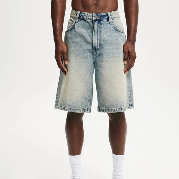 Casual Mens Knee Length Denim Shorts Fashion High Waist Loose Fit Baggy Jean Shorts for Summer Daily Streetwear 260302BJ