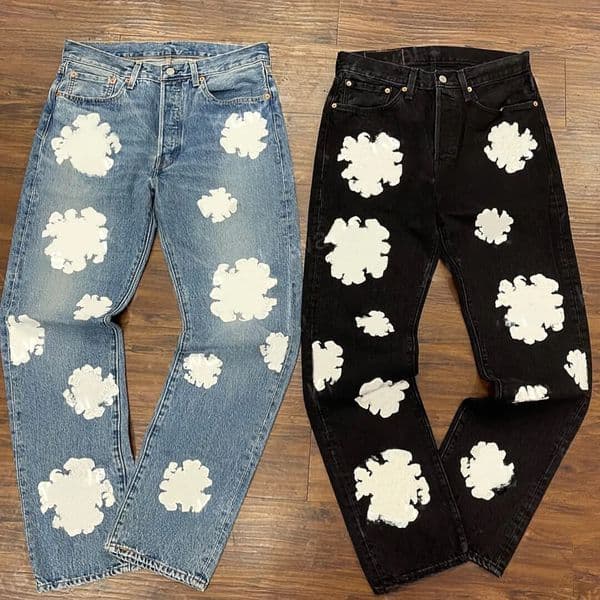 Denim Jeans Designer Embroidered Kapol Loose Straight Leg Casual Men Women Jeans Fashion Couple Pants Trouser Stacked Janes Flowers Prints Spider Yoga outfit