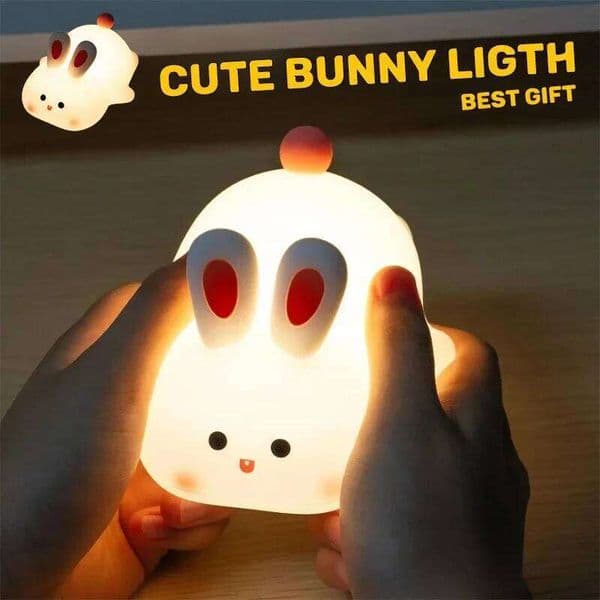 Bunny Night Light Silicone Nursery Cute Sleeping Lamp USB Rechargeable Touch Switch Control Table Led for Child Girlfriend Gift Z260227